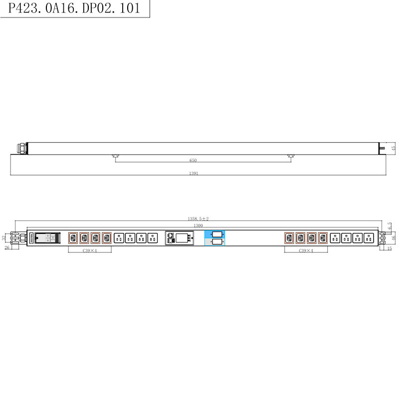 16 Çıkışlı IEC C13 C19 ve ABD Soketleri 1.5U Sıvı Manyetik Devre Kesici Dikey TCP/IP akıllı Raf PDU